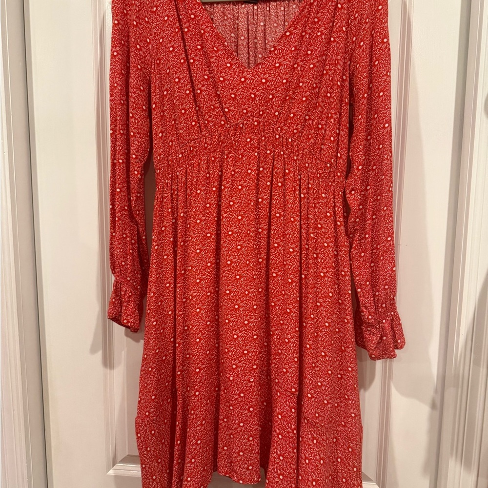 Anthropology red classy dress